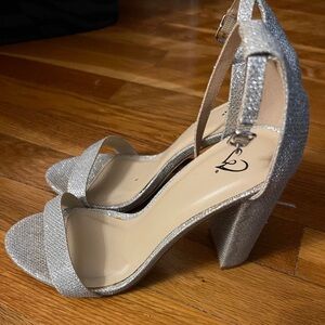 Windsor Glittering Silver Block Heels